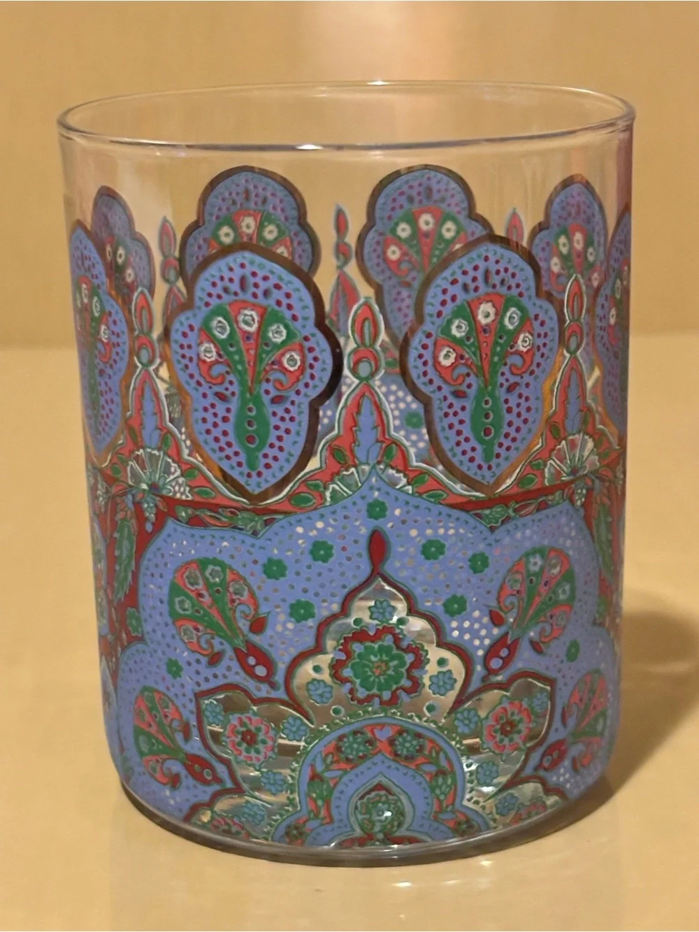 Set of 2 Double Old Fashioned Peacock Glasses